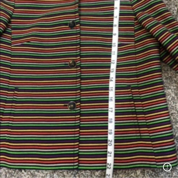 TALBOTS BLAZER COLORFUL YELLOW PURPLE ORANGE RAINBOW STRIPED JACKET. SIZE 6 - Picture 9 of 11